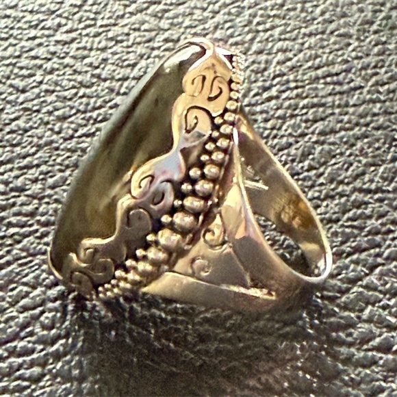 Vintage Sajen Sterling Silver Labradorite Ring – Oval Statement Stone Size 9 - Picture 3 of 7